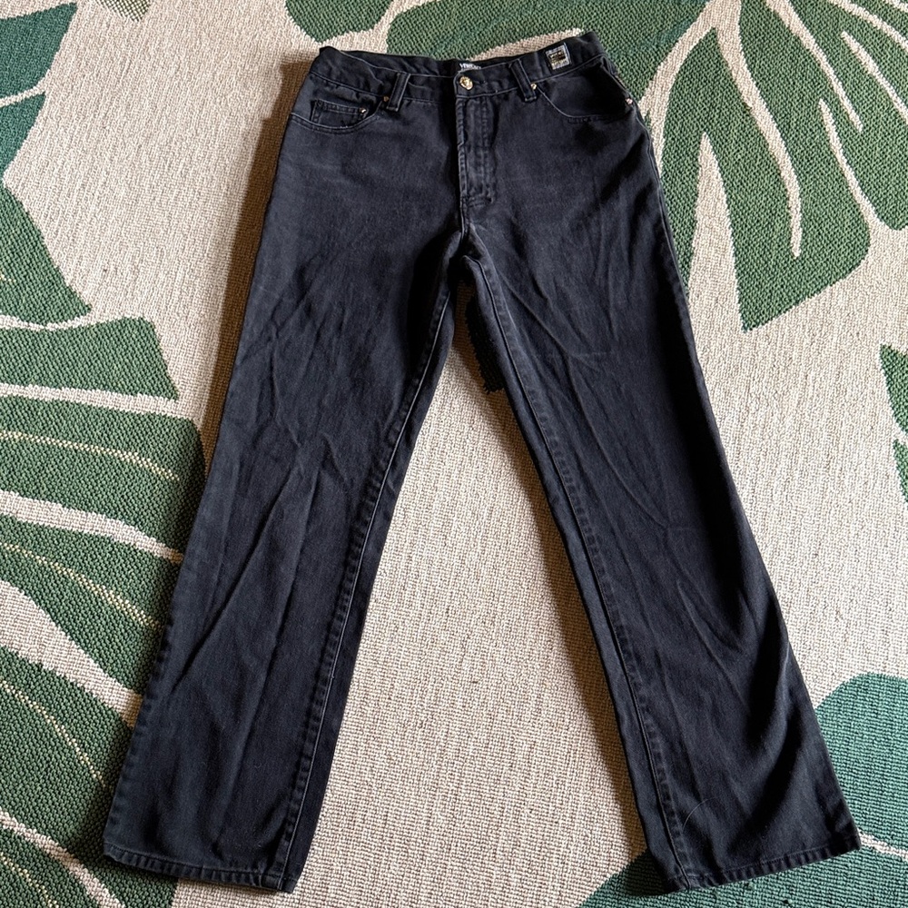 Versace vintage Black Jeans with Gold detail hardware 30 x 33